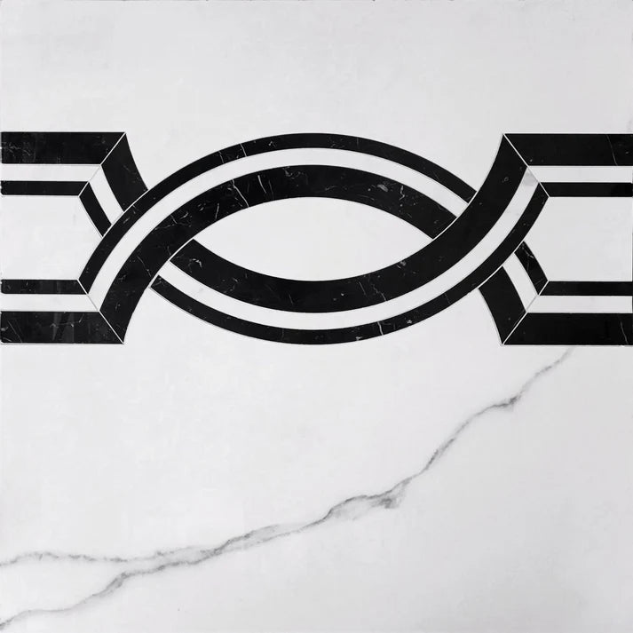 Decova Yaku Geometric Marble Waterjet Mosaic Border Zicana Boutique - Zicana Boutique - 1