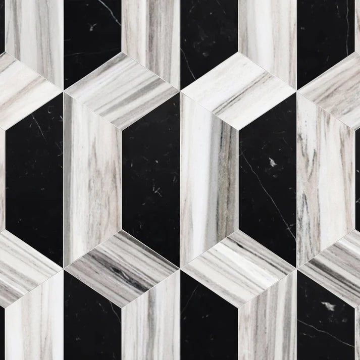 Delicato Andor Trapezoid Marble Waterjet Tile Zicana Boutique - Zicana Boutique - 1