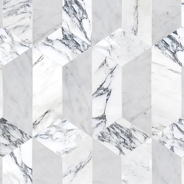 Delicato Arabescato Trapezoid Marble Waterjet Tile Zicana Boutique - Zicana Boutique - 1