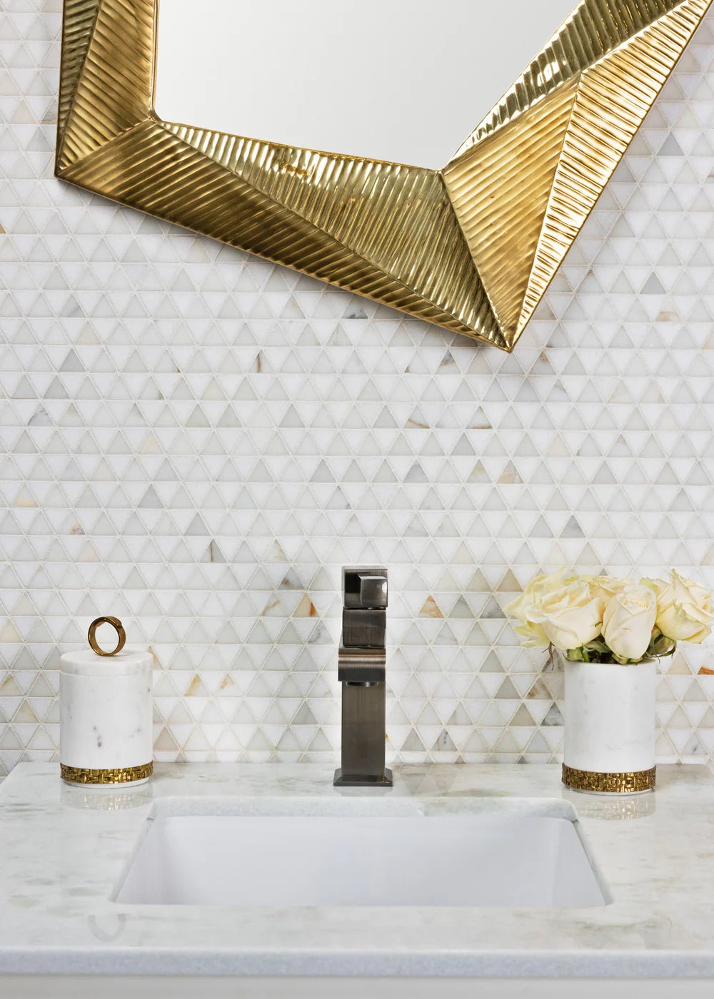 Doge White Mosaic Triangle Artistic Tile - Zicana Boutique - 2