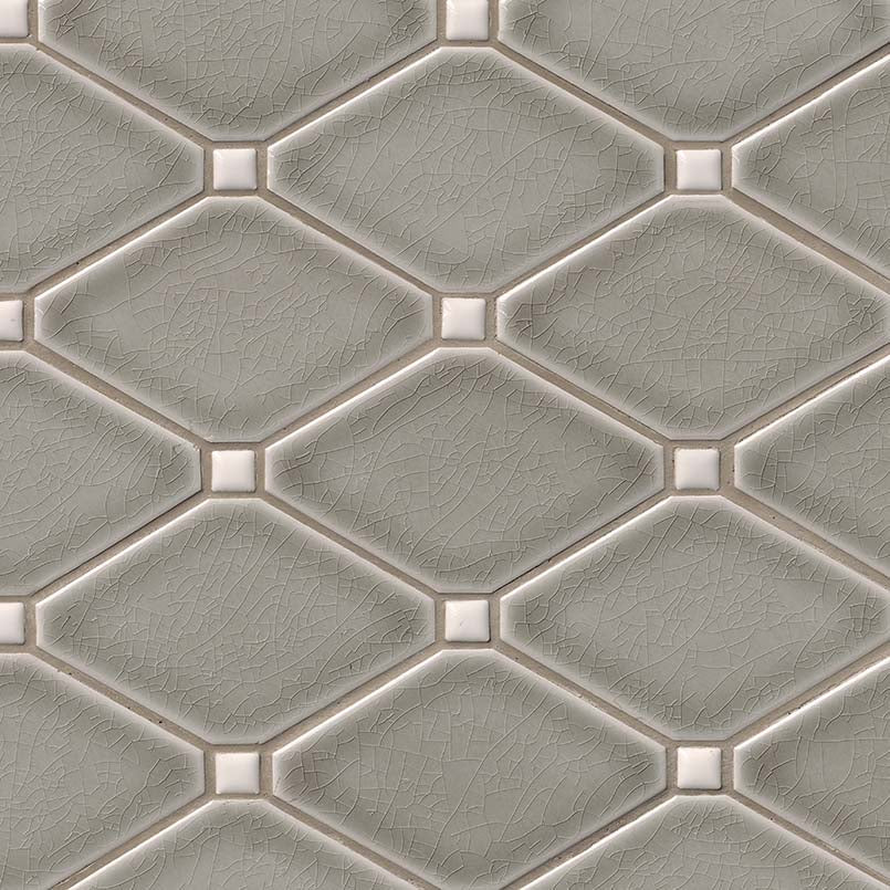 Dove Gray Ceramic MSI Mosaic Tiles 12" X 15" Diamond Pattern MSI - Zicana Boutique - 1