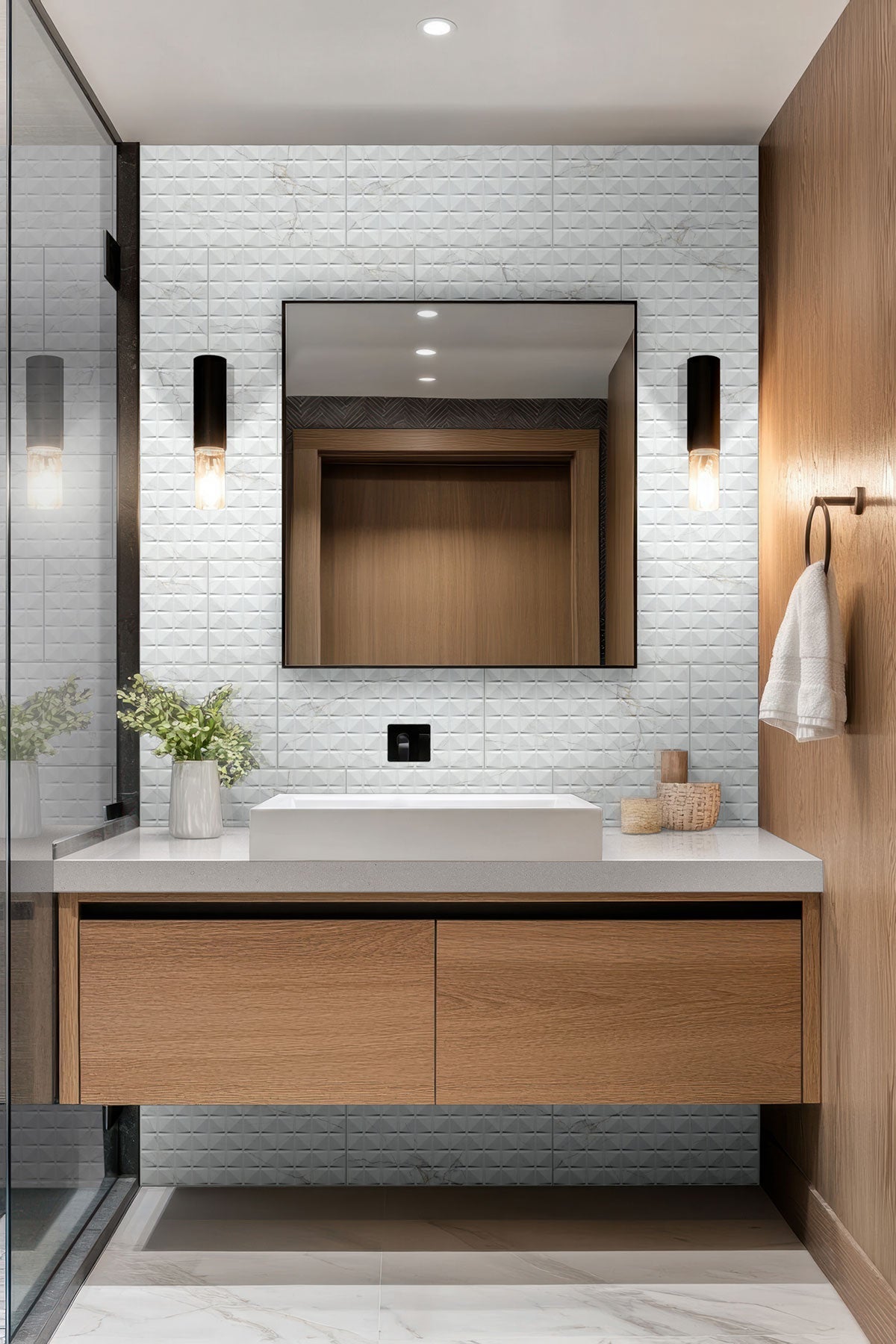 Dymo Calacatta White Ceramic MSI Field Tiles 12" X 24" Chex Pattern MSI - Zicana Boutique - 2