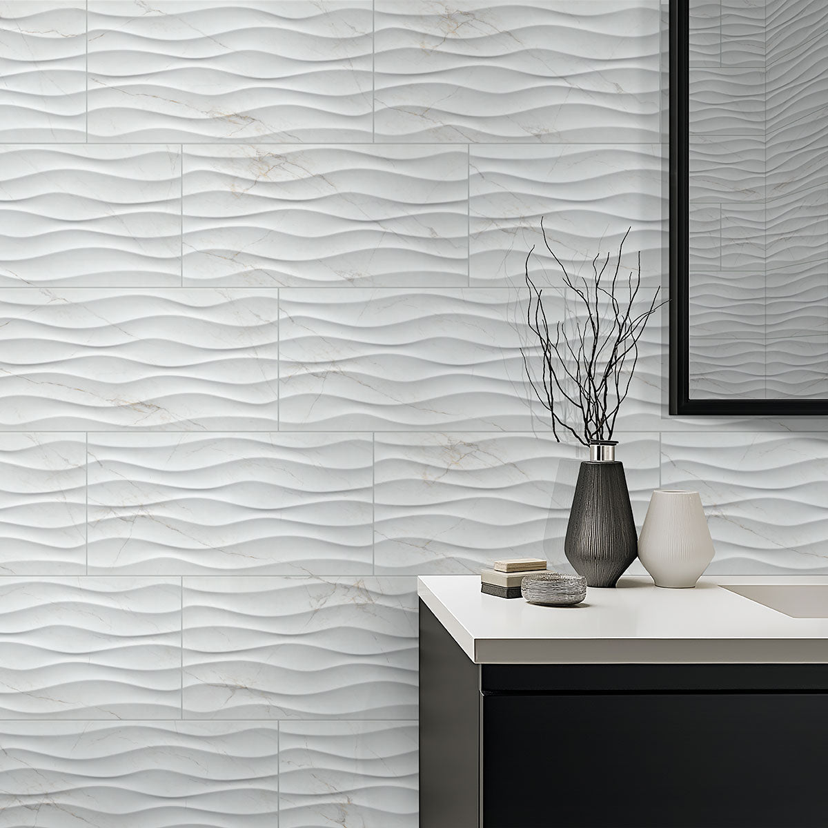 Dymo Calacatta White Ceramic MSI Field Tiles 12" X 24" Wavy Pattern MSI - Zicana Boutique - 9