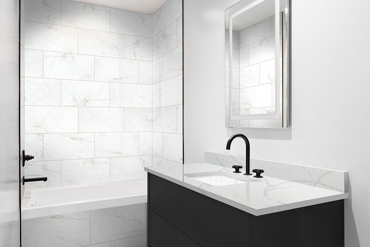 Dymo Calacatta White Ceramic MSI Field Tiles 12" X 24" MSI - Zicana Boutique - 9