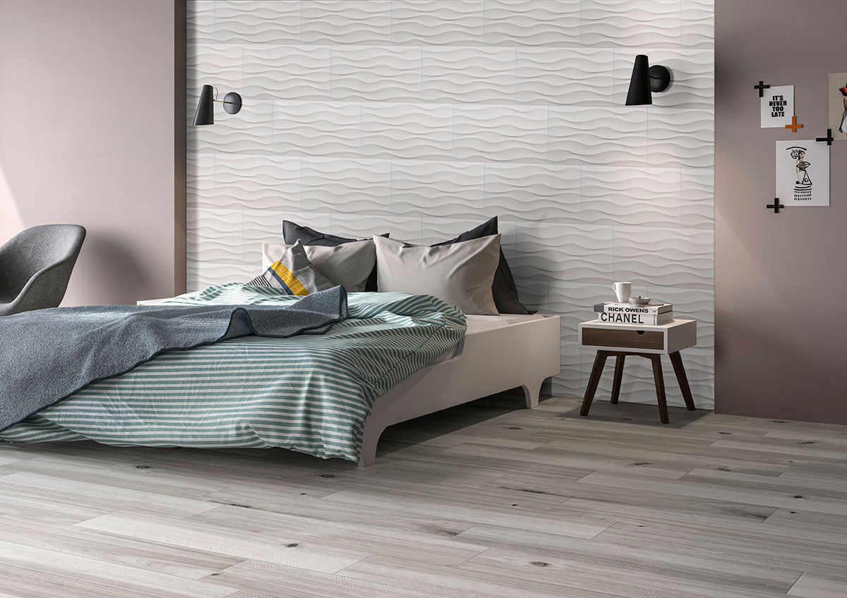 Dymo White Ceramic MSI Field Tiles 12" X 24" Wavy Pattern MSI - Zicana Boutique - 4