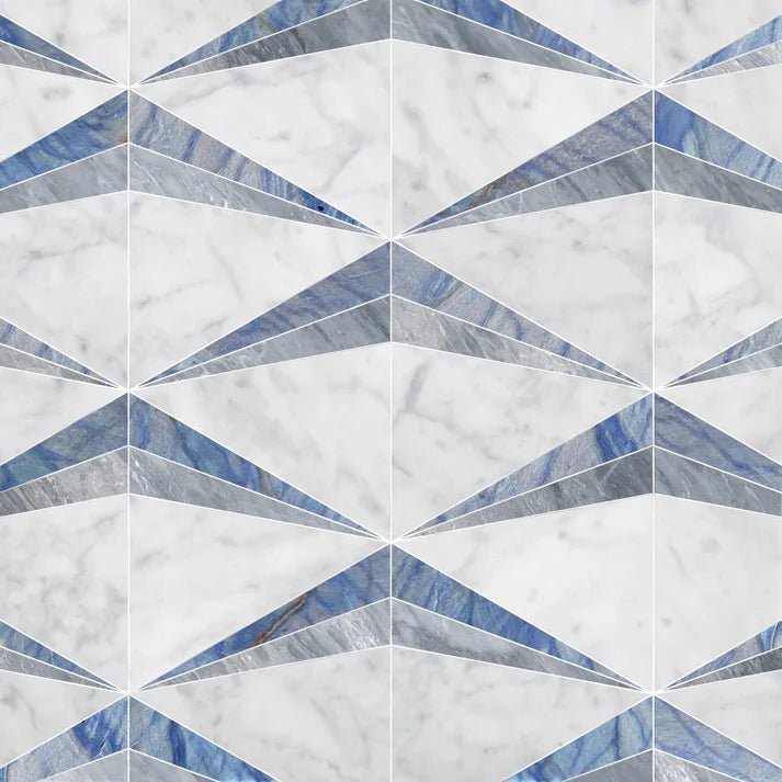 Ezzy Blue Diamond Marble Waterjet Mosaic Zicana Boutique - Zicana Boutique - 1