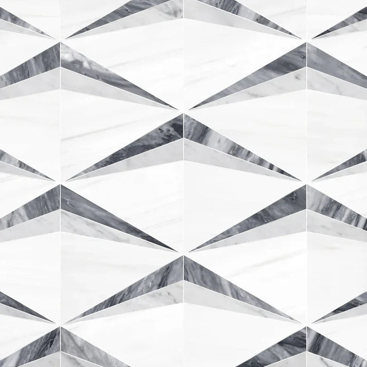Ezzy Grigio Diamond Marble Waterjet Mosaic Zicana Boutique - Zicana Boutique - 1