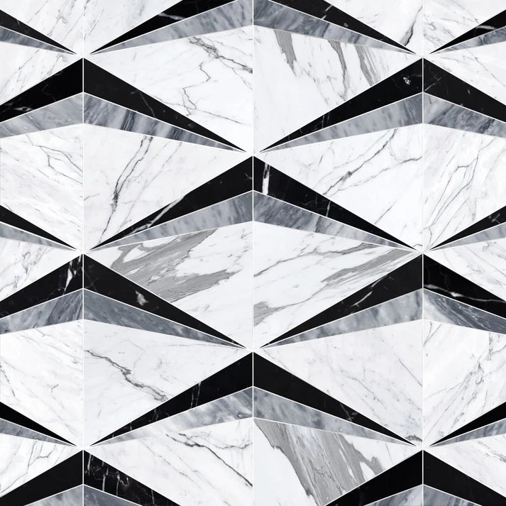 Ezzy Statuary Diamond Marble Waterjet Mosaic Zicana Boutique - Zicana Boutique - 1