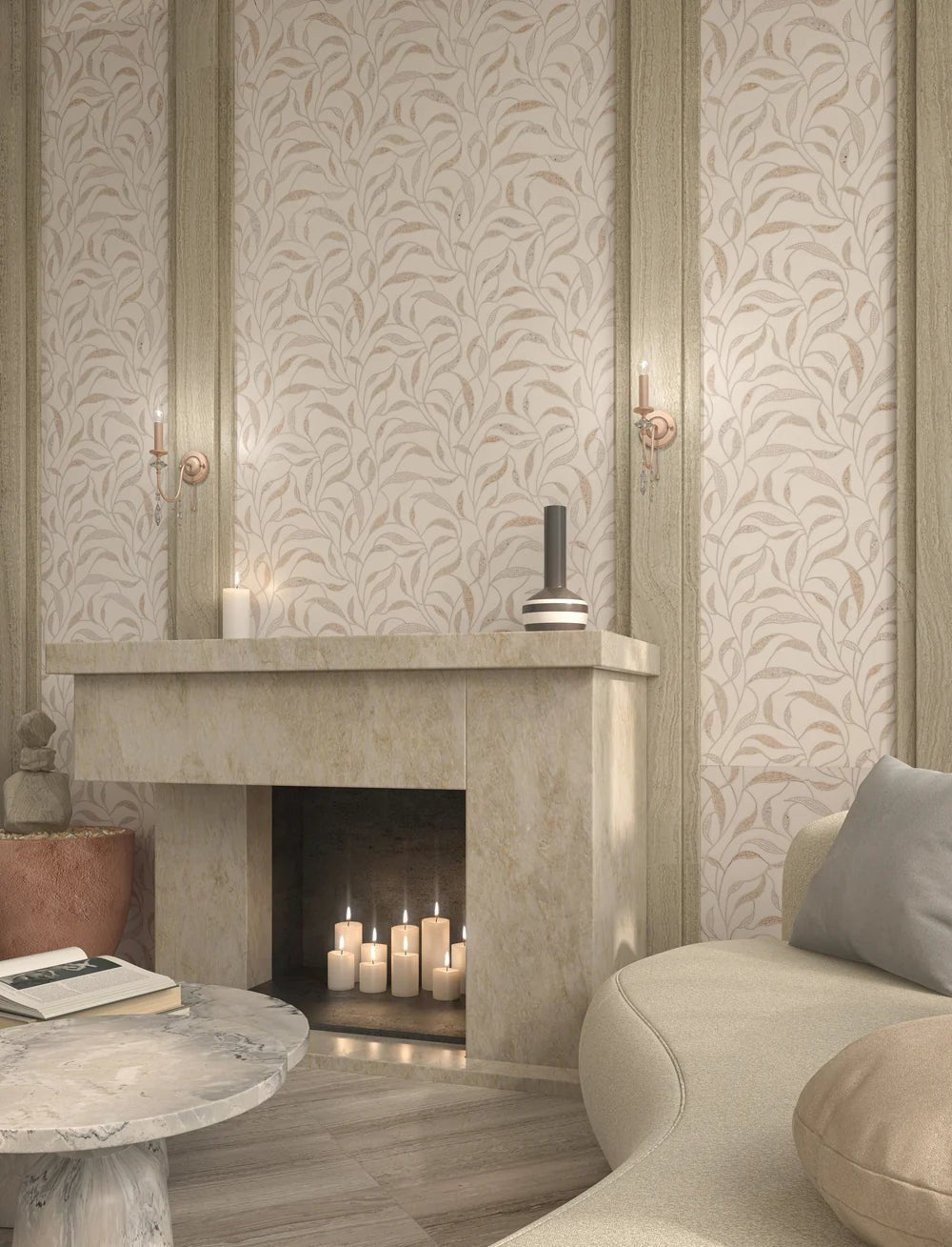 Folium Wheat Waterjet Mosaic Zicana Boutique - Zicana Boutique - 2