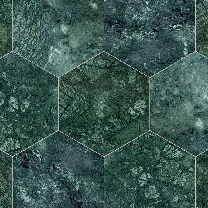 Forest Green Marble 10 1/2'' Hexagon Zicana Boutique - Zicana Boutique - 1