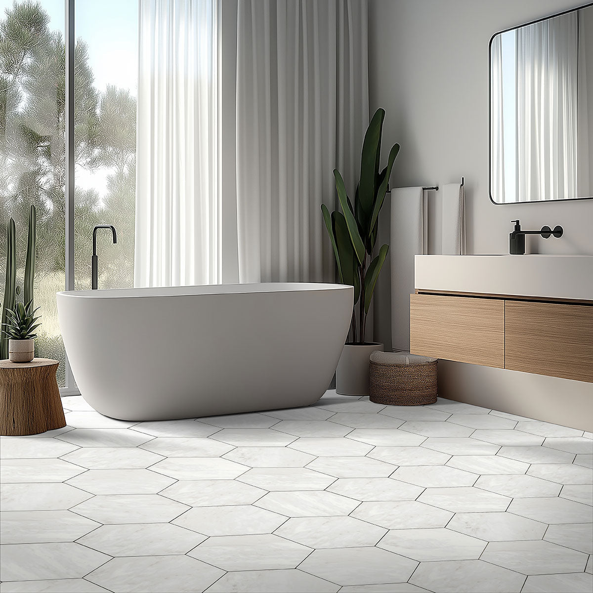 Geoglam Calacatta Porcelain MSI Field Tiles 11" X 13" Hexagon MSI - Zicana Boutique - 9