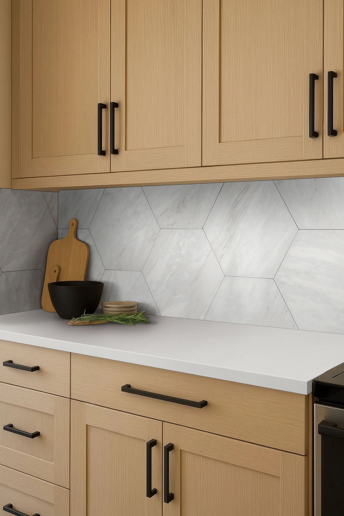 Geoglam Calacatta Porcelain MSI Field Tiles 11" X 13" Hexagon MSI - Zicana Boutique - 7