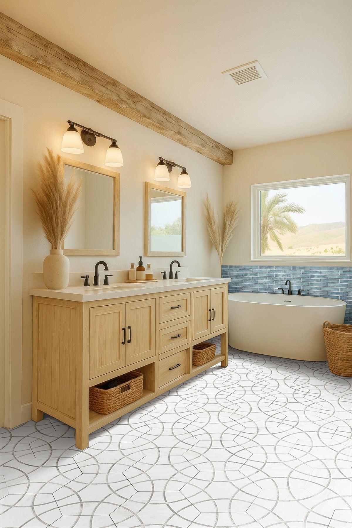 Geoglam Cloud Porcelain MSI Field Tiles 11" X 13" Hexagon MSI - Zicana Boutique - 8