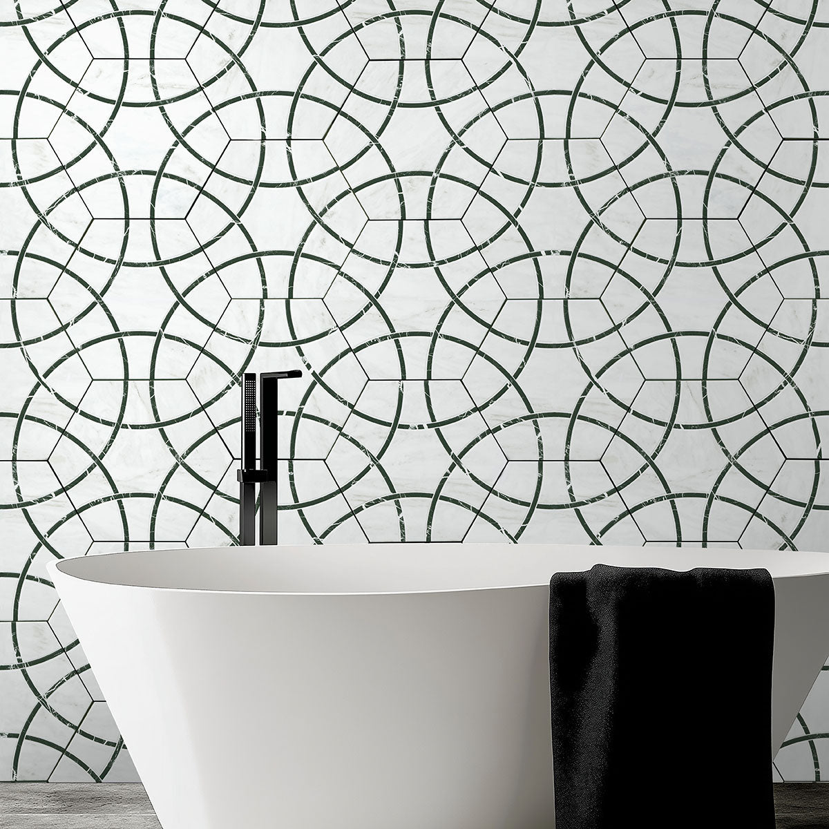 Geoglam Midnight Porcelain MSI Field Tiles 11" X 13" Hexagon MSI - Zicana Boutique - 9