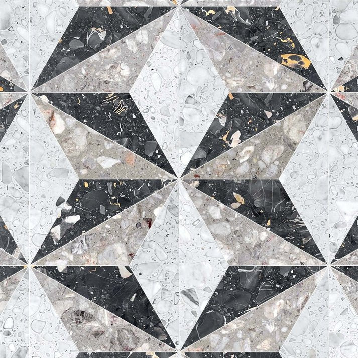 Giore Nero Diamond Terrazzo Waterjet Mosaic Zicana Boutique - Zicana Boutique - 1