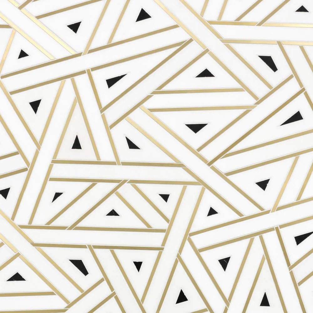 Grand Gatsby Thassos Black Blend Waterjet Mosaic Zicana Boutique - Zicana Boutique - 1