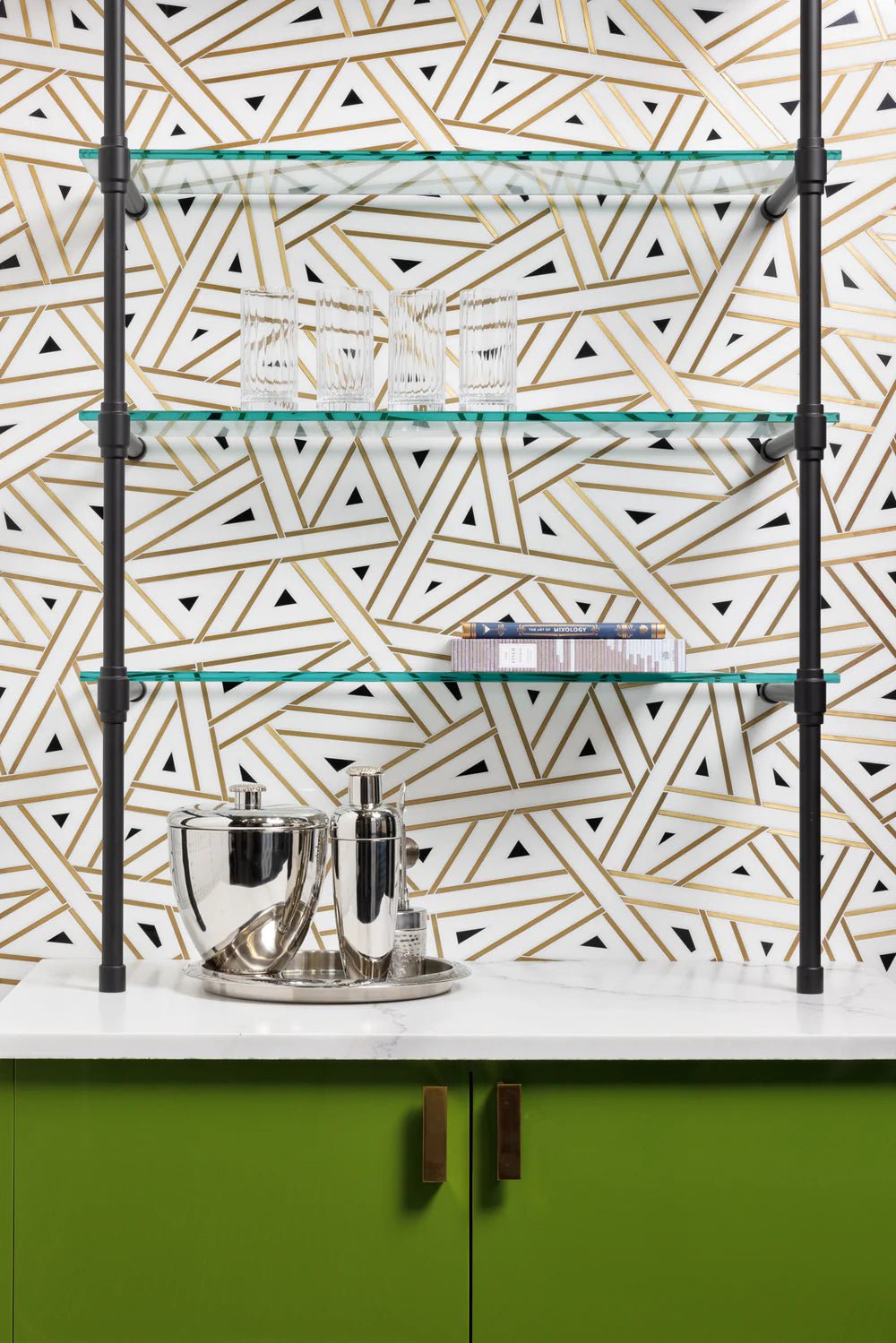 Grand Gatsby Thassos Black Blend Waterjet Mosaic Artistic Tile - Zicana Boutique - 2