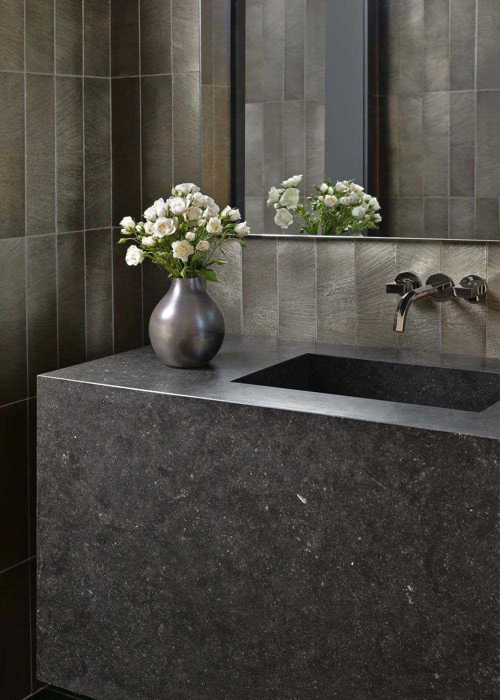 Grand Tour Lumina Antique Silver Limestone Decorative Tile Zicana Boutique - Zicana Boutique - 4