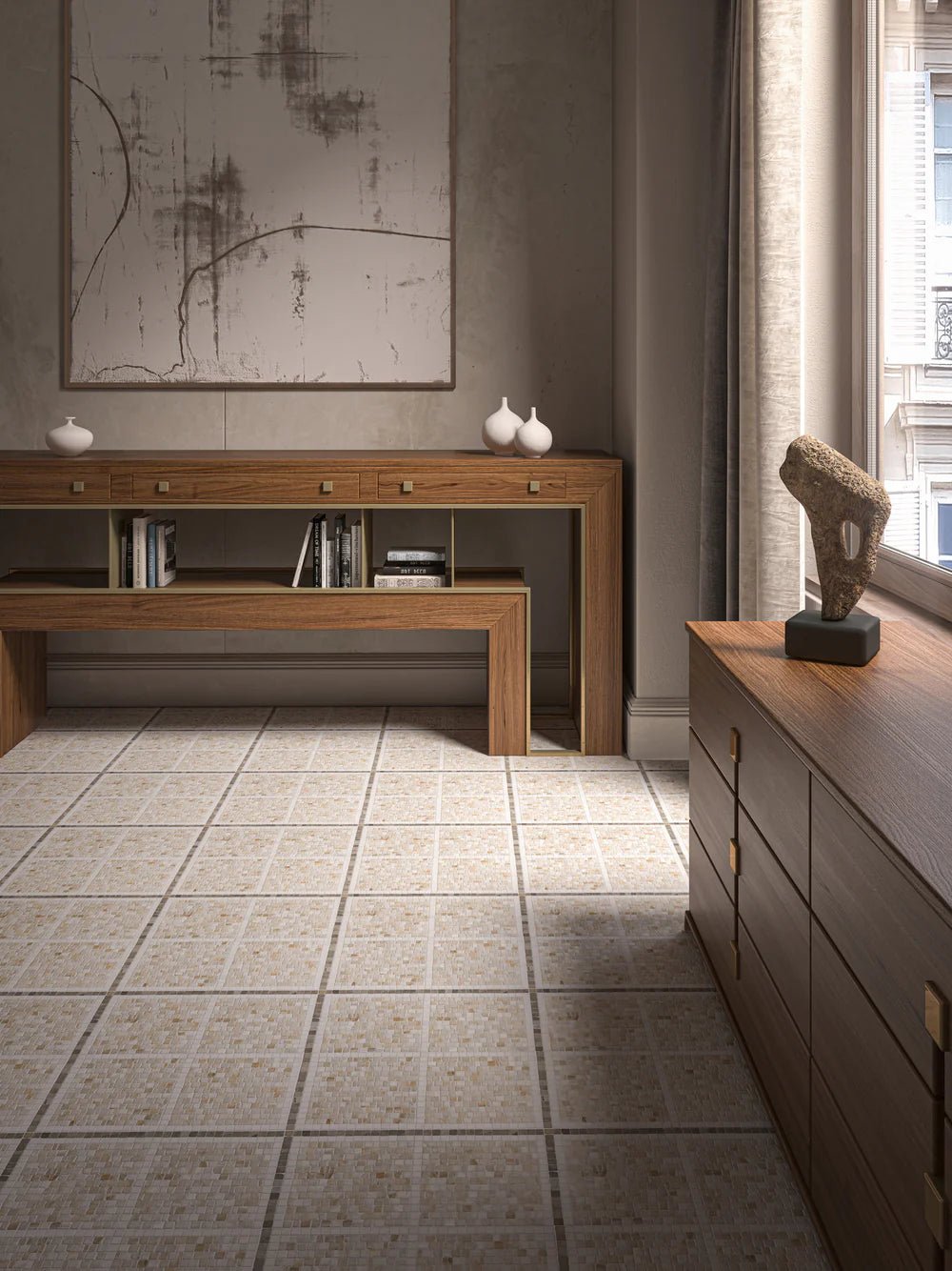 Hudson Check Vanilla Onyx Mosaic Artistic Tile - Zicana Boutique - 2