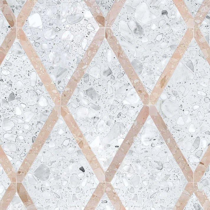 Juvalis Rosa Diamond Terrazo Waterjet Mosaic Zicana Boutique - Zicana Boutique - 1