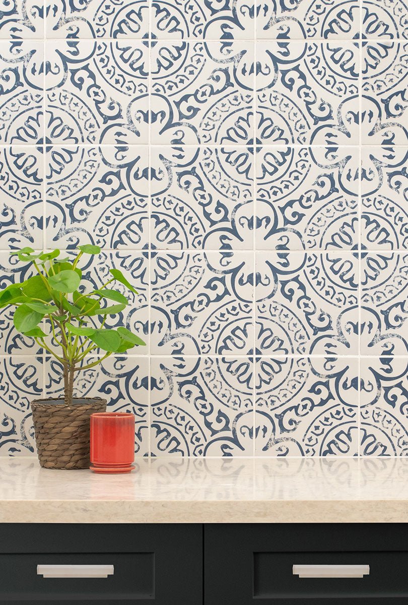Kenzzi Indigo Encaustic Porcelain MSI Field Tiles 8" X 8" MSI - Zicana Boutique - 2