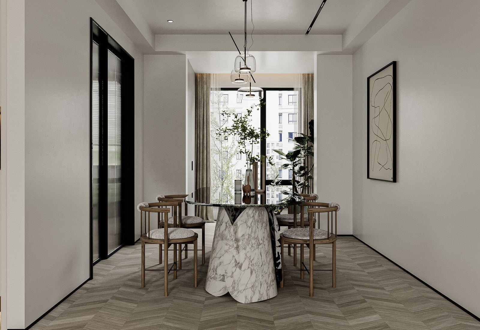 Lotus Round Dining Table Marble Couture - Zicana Boutique - 7