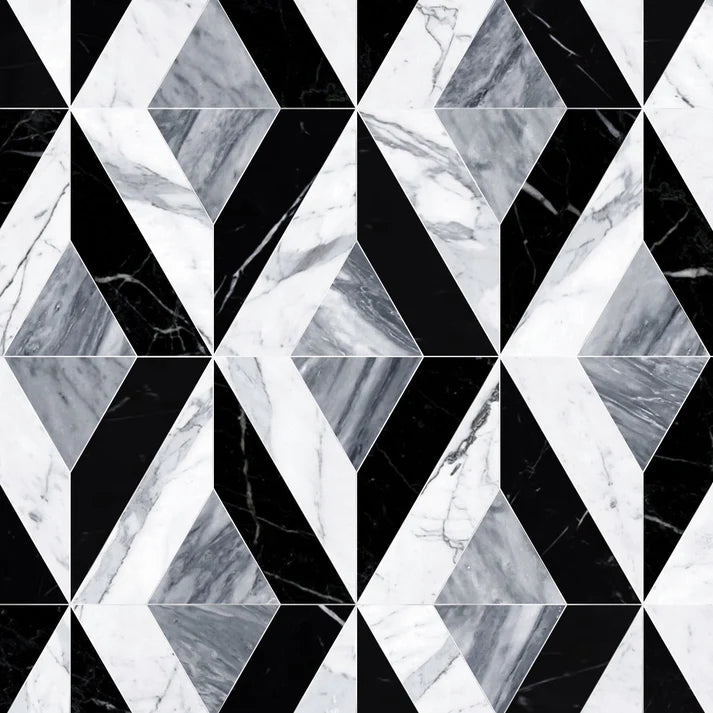 Lucente Noir Diamond Marble Waterjet Mosaic Zicana Boutique - Zicana Boutique - 1