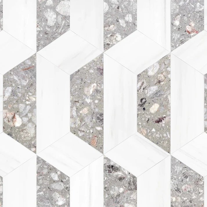 Micro Criona Nube Trapezoid Terrazzo Waterjet Tile Zicana Boutique - Zicana Boutique - 1