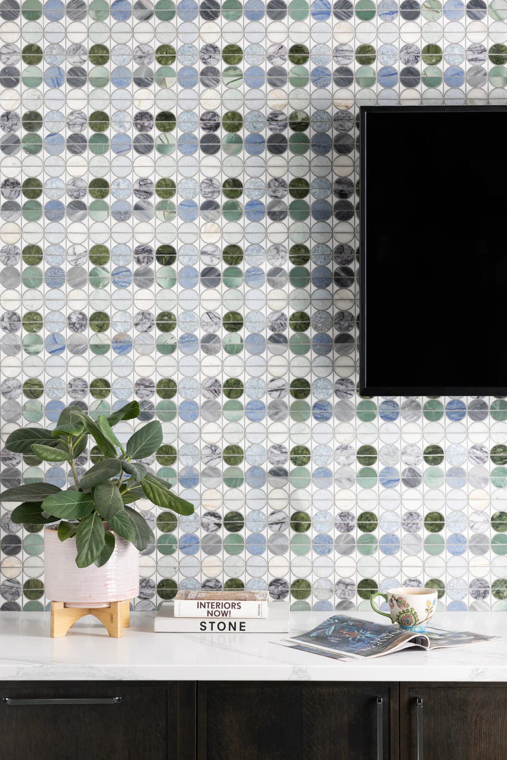 Micro Moons White Waterjet Mosaic Artistic Tile - Zicana Boutique - 3
