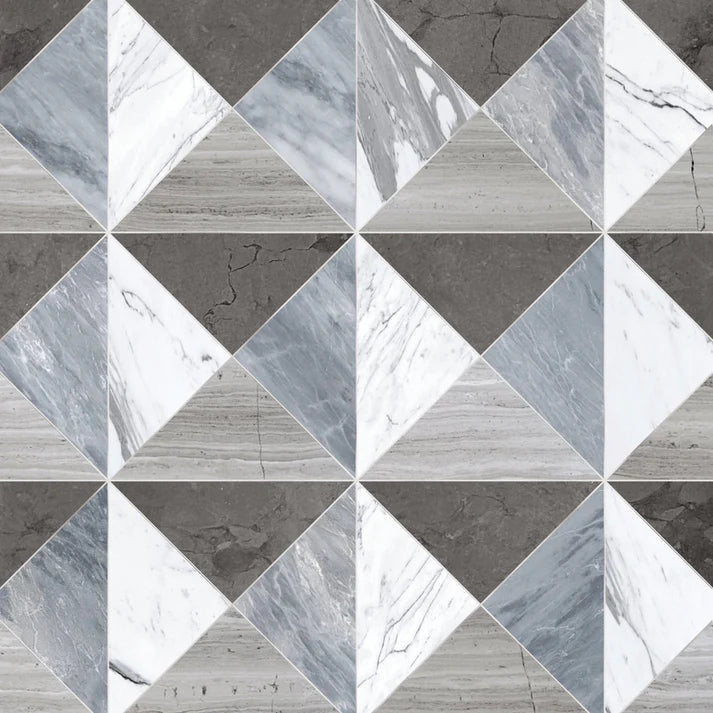 Mireya Ice Triano Marble Waterjet Mosaic Zicana Boutique - Zicana Boutique - 1