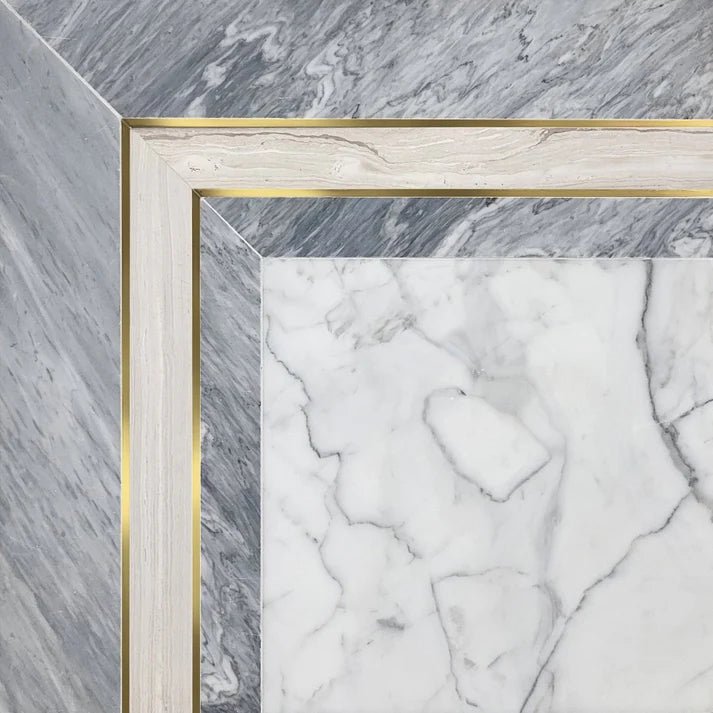 Mirror Angle D Stone & Metal Waterjet Border Zicana Boutique - Zicana Boutique - 1