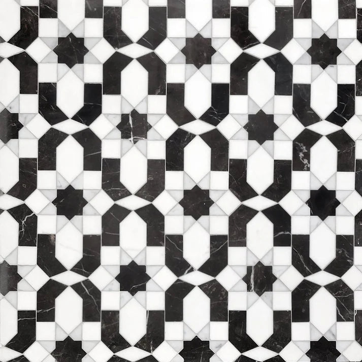 Movara Nolan Geometric Marble Waterjet Mosaic Zicana Boutique - Zicana Boutique - 1