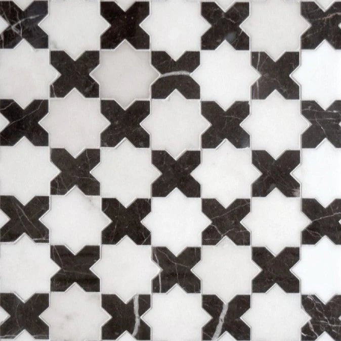 Movara Teesh Geometric Marble Waterjet Mosaic Zicana Boutique - Zicana Boutique - 1