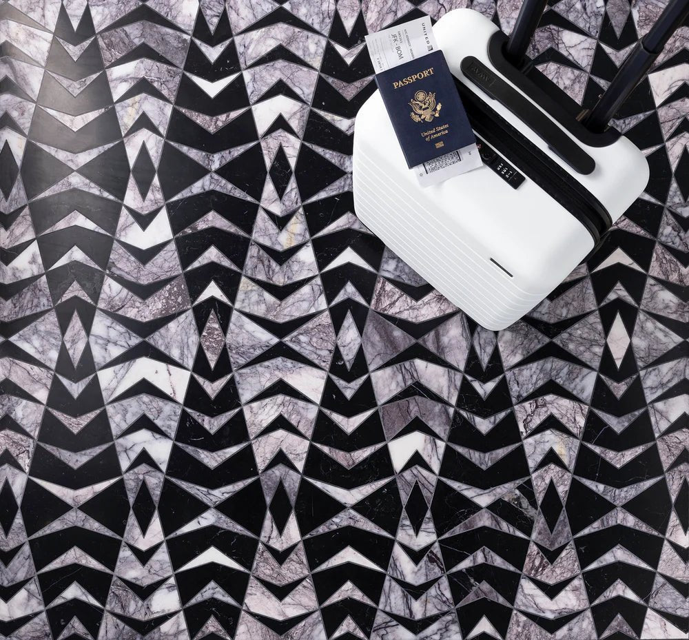 Mumbai Diamond Black Waterjet Mosaic Zicana Boutique - Zicana Boutique - 3