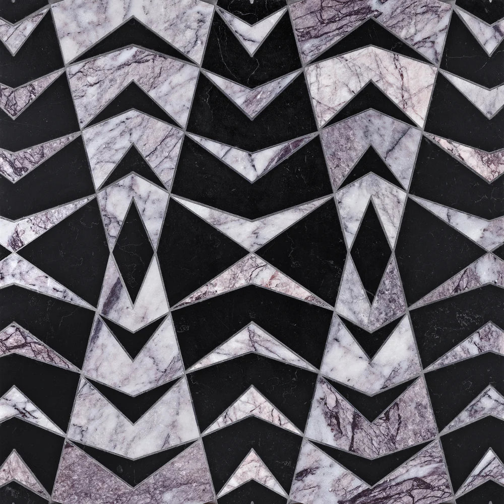 Mumbai Diamond Black Waterjet Mosaic Artistic Tile - Zicana Boutique - 1