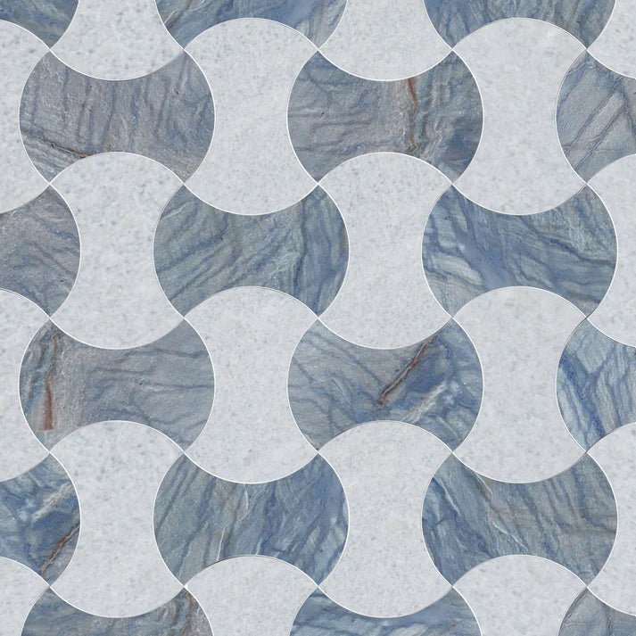 Nodo Blue Geometric Marble Waterjet Mosaic Zicana Boutique - Zicana Boutique - 1