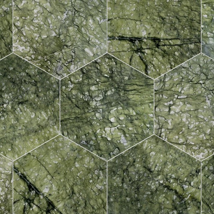 Olive Green Polished Marble 10 1/2'' Hexagon Zicana Boutique - Zicana Boutique - 1