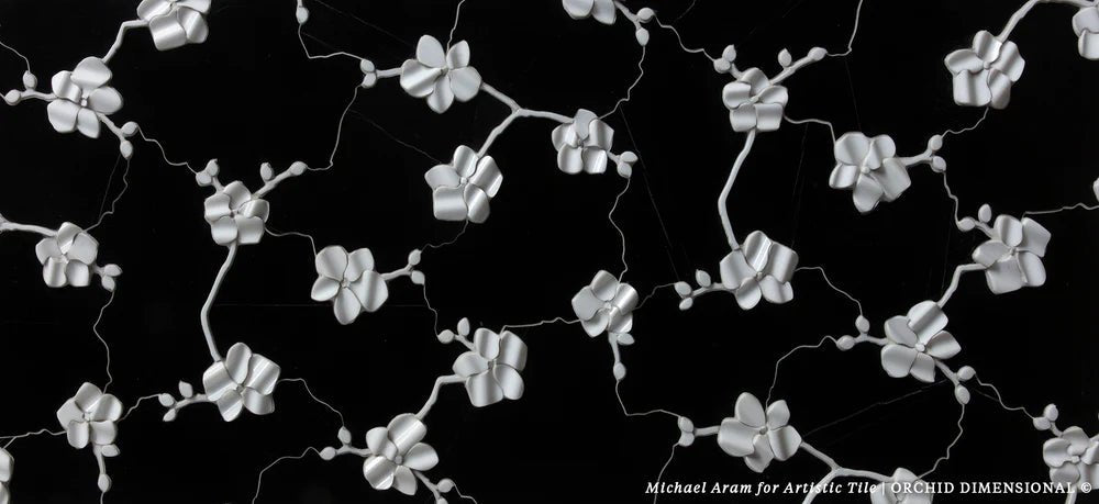 Orchid Dimensional Nero Marble Waterjet Mosaic Zicana Boutique - Zicana Boutique - 4