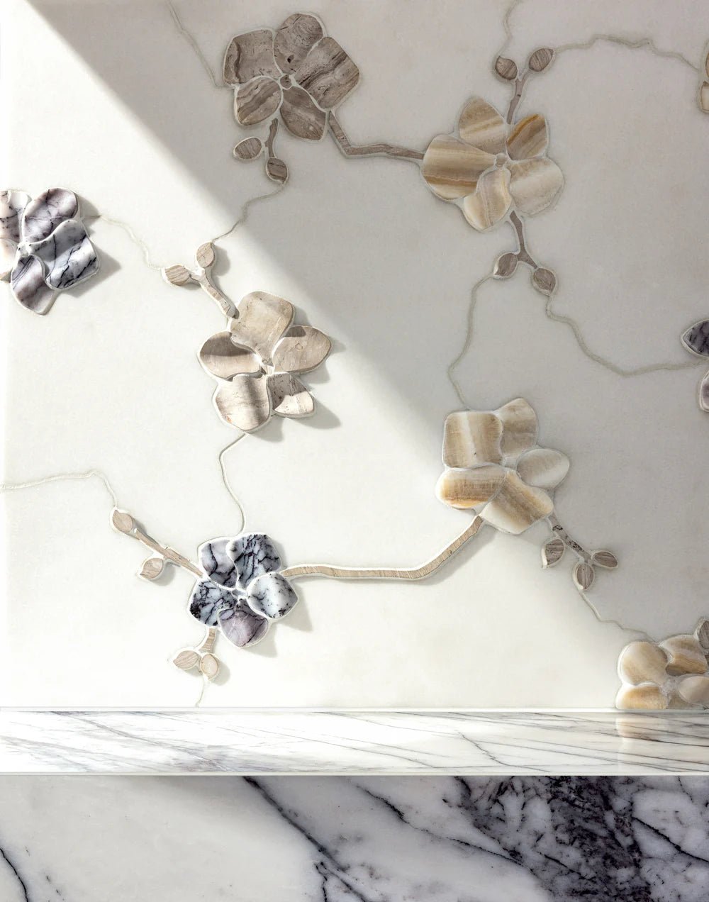 Orchid Dimensional Thassos Multi Waterjet Mosaic Artistic Tile - Zicana Boutique - 2