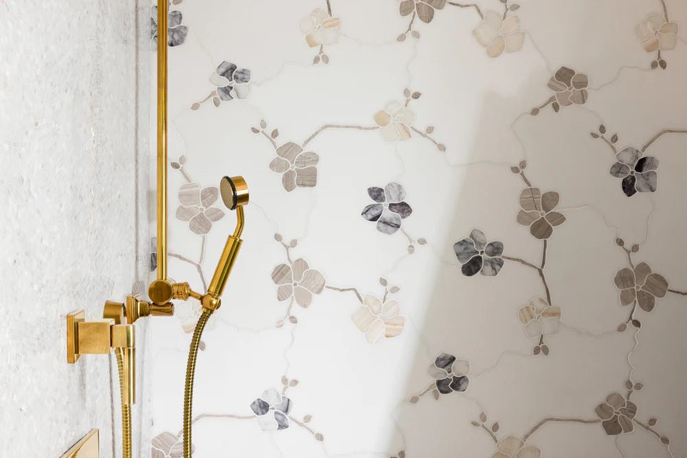 Orchid Flat Thassos Multi Waterjet Mosaic Artistic Tile - Zicana Boutique - 3