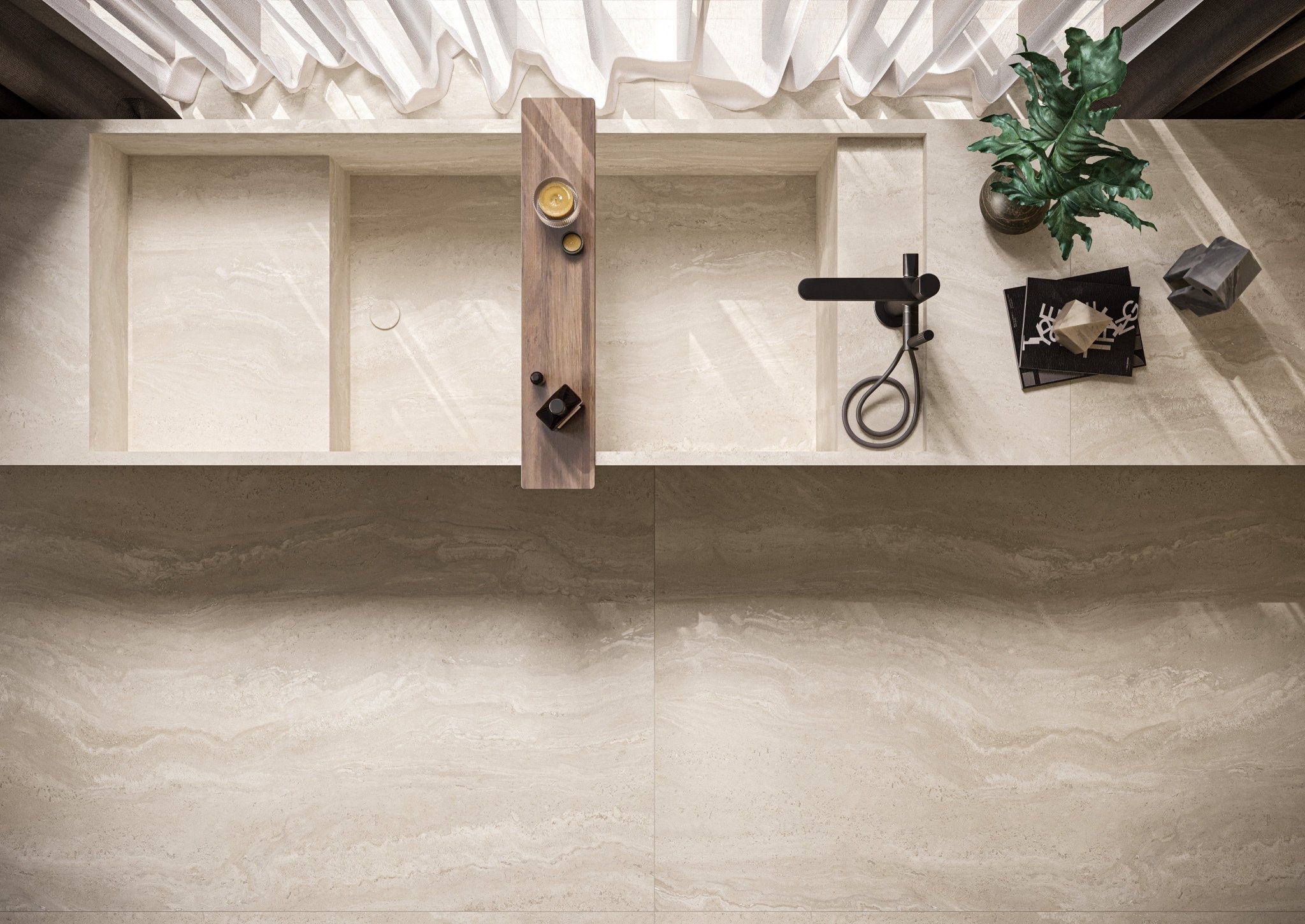 Pearl Travertine Porcelain Florim Field Tiles 24" X 24" Florim - Zicana Boutique - 7