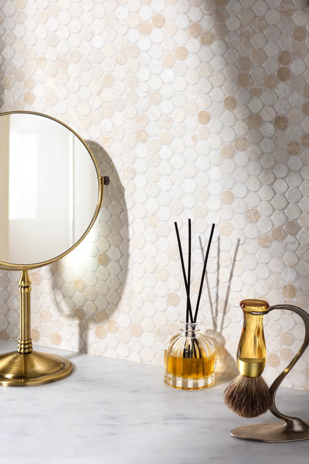 Penny Lane White Sand Marble Mosaic Artistic Tile - Zicana Boutique - 2