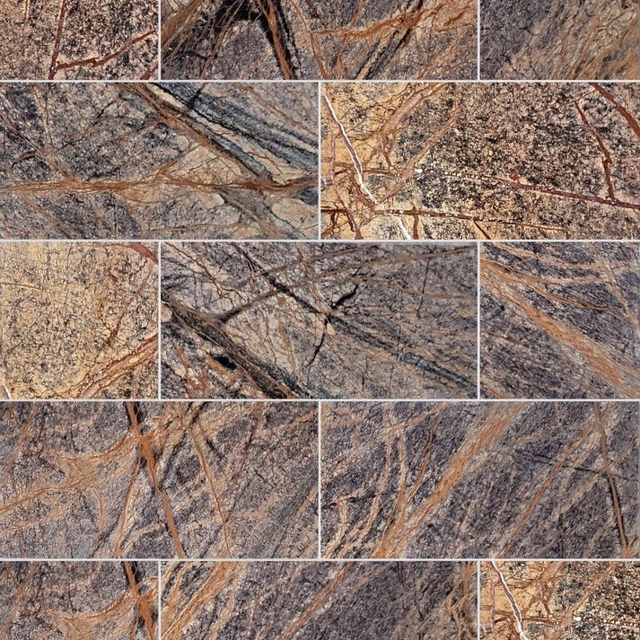 Rain Forest Brown Polished Marble Field Tile 6''x12'' Zicana Boutique - Zicana Boutique - 1