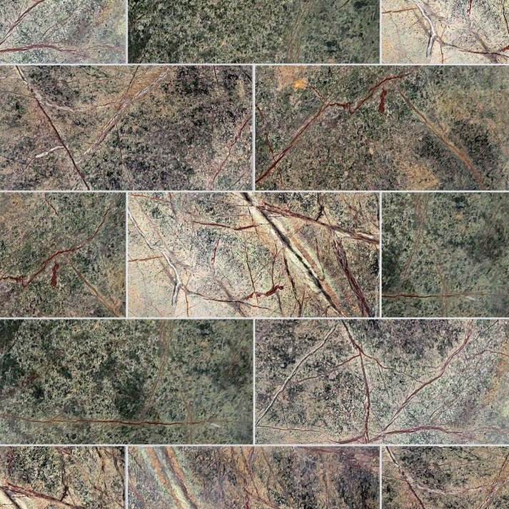 Rain Forest Green Polished Marble Field Tile 6''x12'' Zicana Boutique - Zicana Boutique - 1