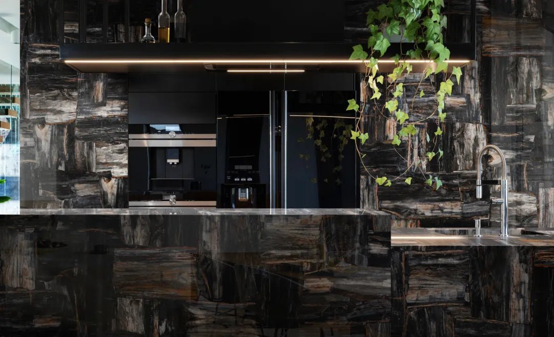 Retro Black Petrified Wood Precious Stone Zicana Boutique - Zicana Boutique - 3