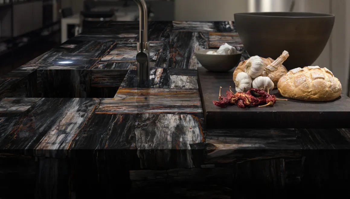 Retro Black Petrified Wood Precious Stone Zicana Boutique - Zicana Boutique - 2