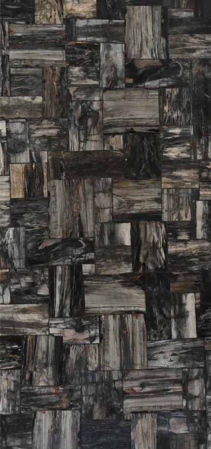 Retro Black Petrified Wood Precious Stone Zicana Boutique - Zicana Boutique - 1