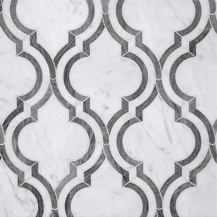 Rivera Dark Droppe Arabesque Marble Waterjet Mosaic Zicana Boutique - Zicana Boutique - 1