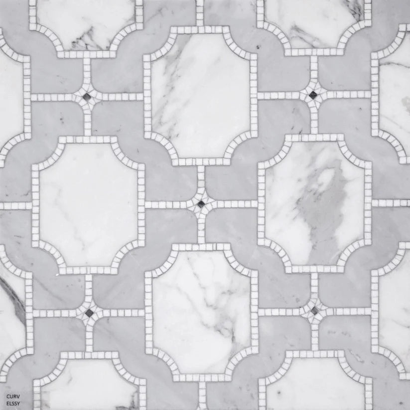 Rivera Elyss Geometric Marble Waterjet Mosaic Zicana Boutique - Zicana Boutique - 1