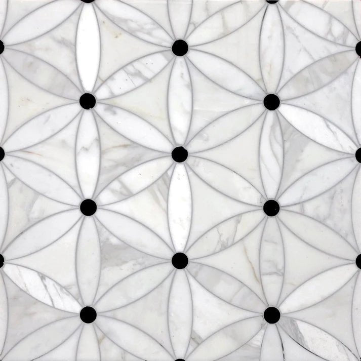 Rivera Petal Rosette Marble Waterjet Mosaic Zicana Boutique - Zicana Boutique - 1